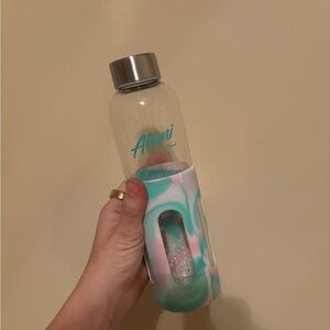 Alani Water Bottle with Teal and Pink Sleeve